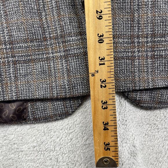 Joseph Abboud Blazer Jacket Mens 50L Brown Gray Plaid Wool Single Breasted - Picture 14 of 16